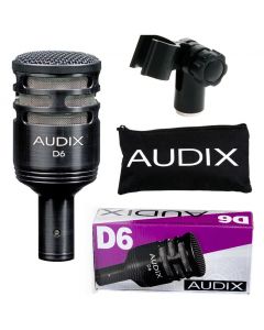 AUDIX D6 MICROFONO DINAMICO CARDIODE CASSA TOM TIMPANO GRANCASSA + CLAMP + BORSA