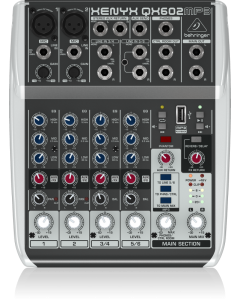 BEHRINGER QX602-MP3 XENYX MIXER 6 CANALI LETTORE MP3/USB EFFETTI VOCE KARAOKE REVERBERO/DELAY +48V