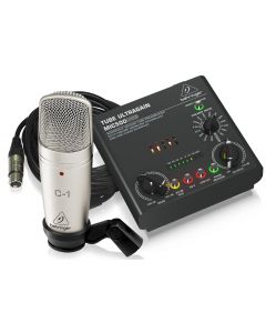 BEHRINGER VOICE STUDIO BUNDLE C1 MICROFONO STUDIO + CLAMP + CAVO + PREAMP 16 PRESET E INTERFACCIA AUDIO USB