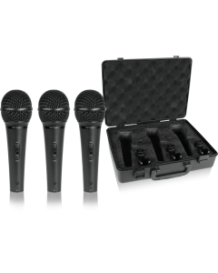 BEHRINGER XM1800S KIT 3 MICROFONI DINAMICI CARDIODI + 3 CLAMPS + CUSTODIA SET PER CANTO E KARAOKE