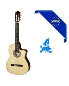 CHITARRA CLASSICA 4/4 SM35 MADE IN EUROPE TOP ABETE ROSSO MASSELLO FONDO-FASCE MOGANO ROSETTA INTARSIATA SPALLA MANCANTE MANICO ACERO TASTIERA PALISSANDRO SCALA 650MM