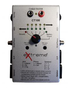 EXTREME CT100 TESTACAVI CABLE TESTER TESTA CAVI XLR JACK RCA SPEAKON MIDI TESTA CAVI AUDIO