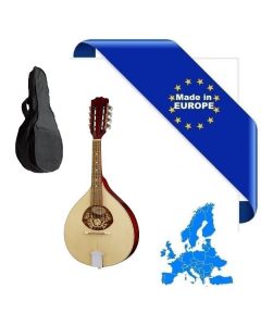 MANDOLINO PORTOGHESE 1 MADE IN EUROPE IN MASSELLO TOP ABETE E ACERO FONDO FASCE MANICO SCALA 332mm + BORSA