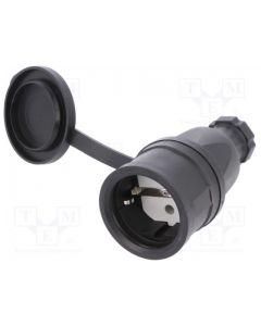 PCE-2511-S PRESA SCHUKO 16A 3P (1P+N+T) 250V IP44 3 POLI FEMMINA NERA SAFETY PLUG EU/B/F